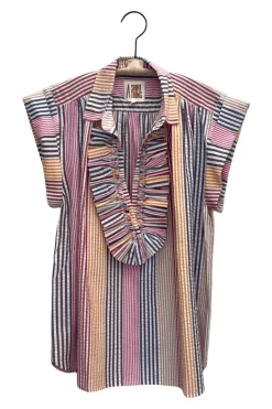 A Shirt Thing Logan Seersucker Stripe Shirt in Pink Melon