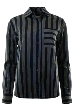 A Shirt Thing Ondine Striped Blouse in Navy