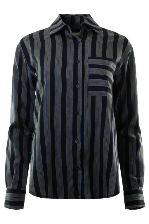 A Shirt Thing Ondine Striped Blouse in Navy