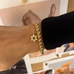 Alexa Leigh Crystal Star of David Bracelet in Yellow Gold