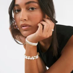 Alexa Leigh Pearl Girl Bracelet with Yellow Gold Ball