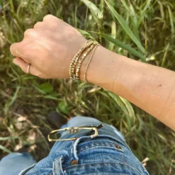 Alexa Leigh Quarter Square Beaded Bracelet in Yellow Gold