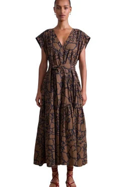 Apiece Apart Agathe Maxi Dress in Large Lace Floral Chocolate