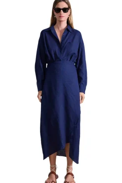 Apiece Apart Alessandra Sarong Shirt Dress in Navy