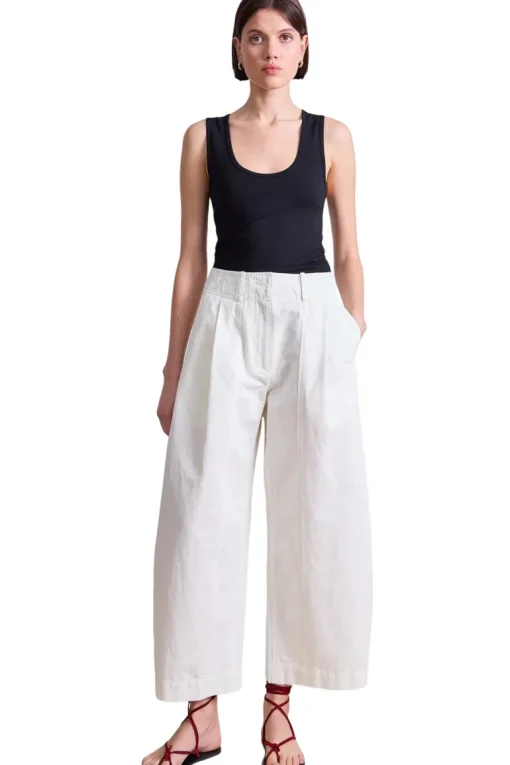 Apiece Apart Cropped Cybil Trouser in Cream