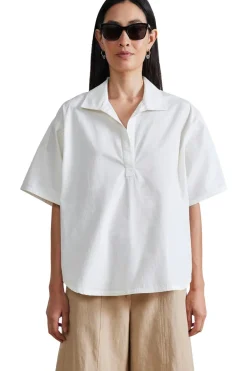 Apiece Apart Easy Pop Over Henley in Cream