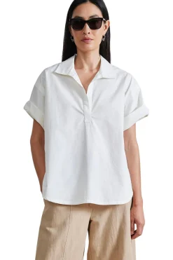 Apiece Apart Easy Pop Over Henley in Cream