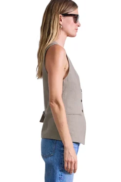 Apiece Apart Helena V-neck Vest in Moss
