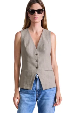 Apiece Apart Helena V-neck Vest in Moss