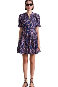 Apiece Apart Las Almas Dress in Large Lace Floral Navy