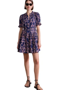 Apiece Apart Las Almas Dress in Large Lace Floral Navy