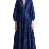 Apiece Apart Trinidad Maxi Dress in Indigo Trellis
