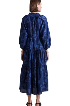 Apiece Apart Trinidad Maxi Dress in Indigo Trellis