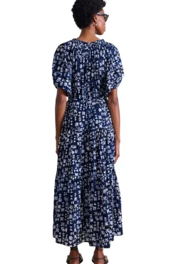 Apiece Apart Uva Romantic Maxi Dress in Batik Geo Indigo