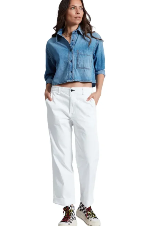 ASKK NY Cropped Denim Shirt in Muse
