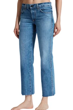 ASKK NY Low Rise Straight Leg Denim in Studded Muse