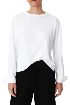 ATM Heavyweight Jersey Mixed Media Top in White