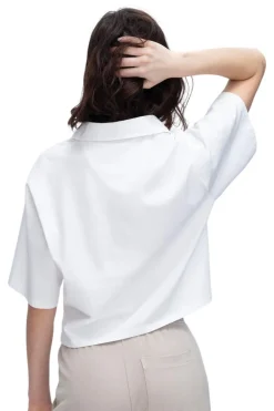 ATM Heavyweight Jersey Mixed Media Short Sleeve Polo in White