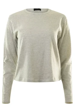 ATM Micro Stripe Slub Long Sleeve Tee in Grey-White