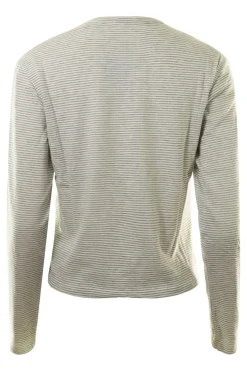 ATM Micro Stripe Slub Long Sleeve Tee in Grey-White