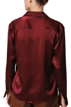 ATM Silk Charmeuse Classic Shirt in Merlot