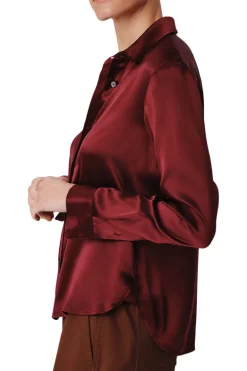 ATM Silk Charmeuse Classic Shirt in Merlot