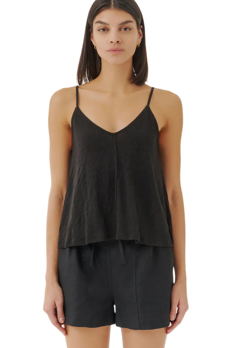 ATM Slub Jersey Exposed Seam Tank in Black