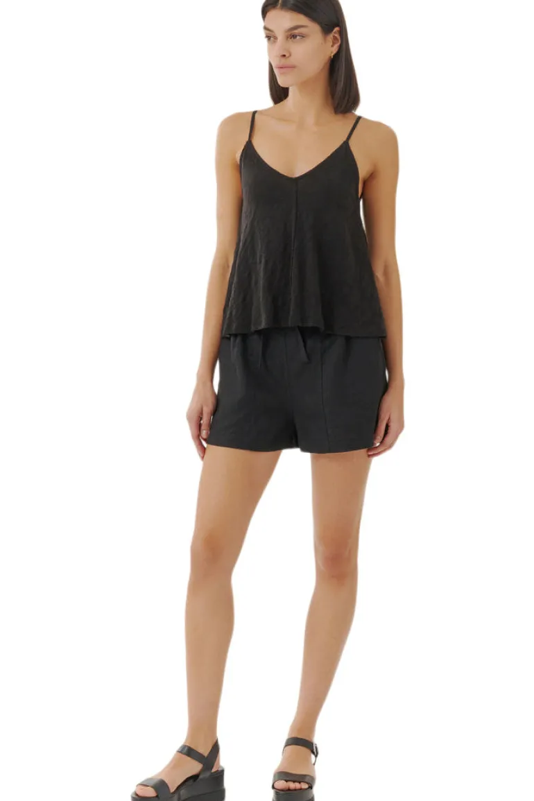 ATM Slub Jersey Exposed Seam Tank in Black
