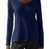 ATM Slub Jersey Long Sleeve V-Neck Tee in Midnight