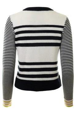 Autumn Cashmere Boxy Stripe Sweater in Navy Blue Combo