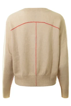 Autumn Cashmere Boxy Vneck with Back Yoke in Basket Combo
