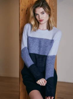 Autumn Cashmere Color Block Honeycomb Crew