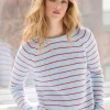 Autumn Cashmere Scallop Shaker Crew in Freeze - Pimento