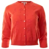 Autumn Cashmere Tonal Embroidered Baby Cardigan in Coral