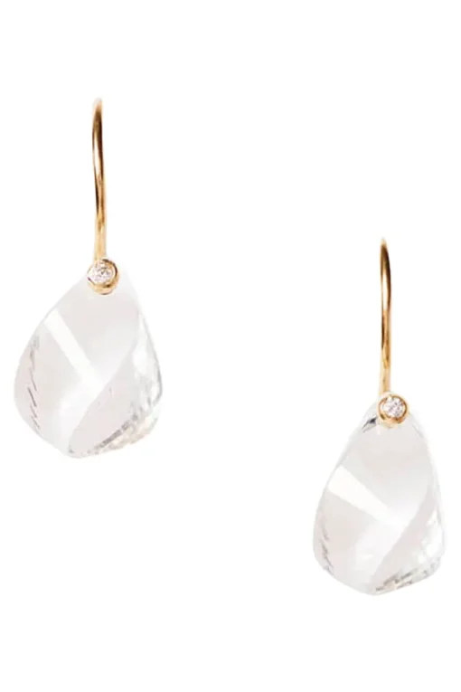 Chan Luu 14k Coronet Earrings in Clear Quartz
