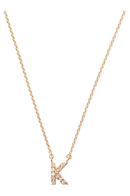 Chan Luu 14k Gold and White Diamond Initial Necklace