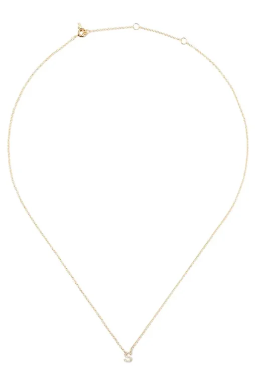 Chan Luu 14k Gold and White Diamond Initial Necklace