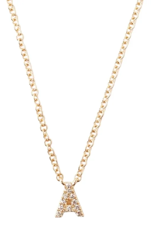 Chan Luu 14k Gold and White Diamond Initial Necklace