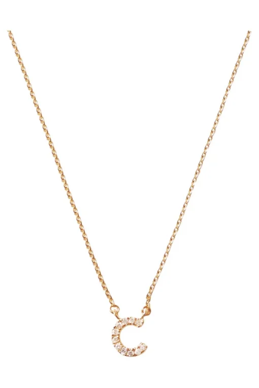 Chan Luu 14k Gold and White Diamond Initial Necklace