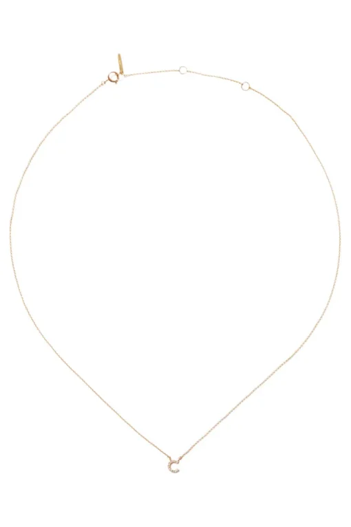 Chan Luu 14k Gold and White Diamond Initial Necklace