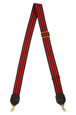 Clare V. Adjustable Crossbody Strap in Black Red Mini Stripe