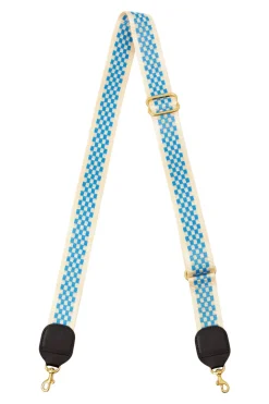 Clare V. Adjustable Strap in Cobalt & Cream Webbing