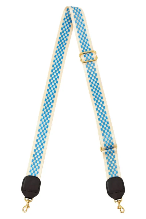 Clare V. Adjustable Strap in Cobalt & Cream Webbing