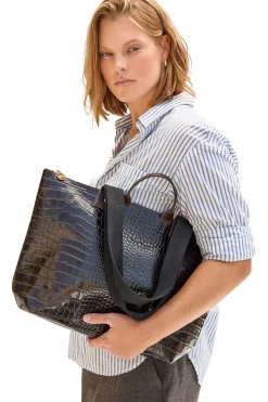 Clare V. Le Zip Sac in Kalamata Croco