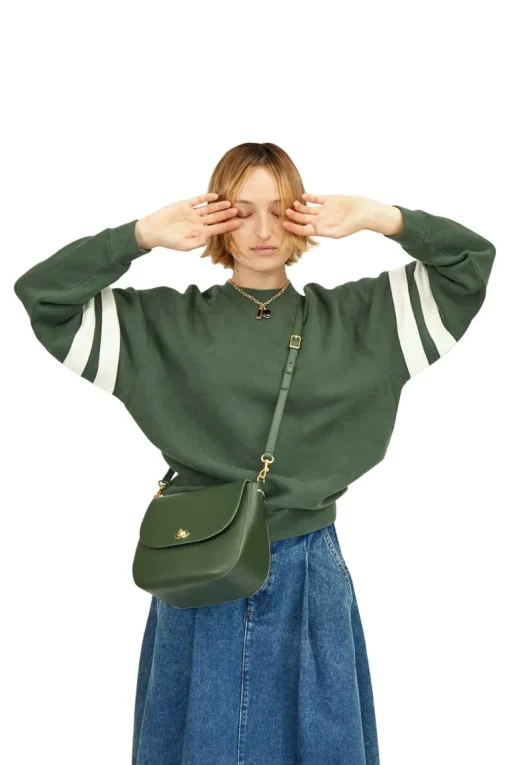 Clare V. Turnlock Louis Bag in Evergreen
