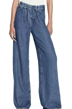 Frame Denim Drawstring Wide Leg in Ghost