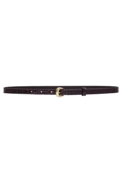 Frame Denim Petite Timeless Belt in Dark Chocolate w/ Gold Hardware