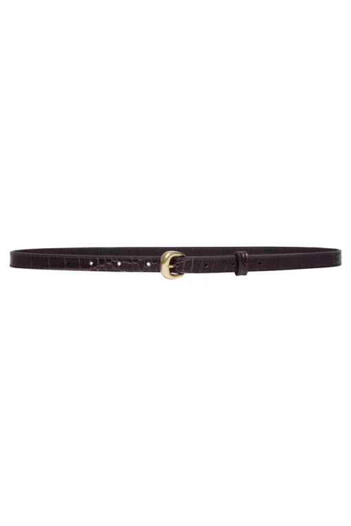 Frame Denim Petite Timeless Belt in Dark Chocolate w/ Gold Hardware