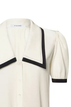 Frame Denim Sailor Blouse in Cream Multi