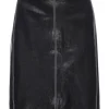 Frame Denim Seam Detail Leather Skirt in Black